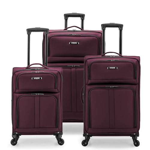 Image of U.S. Traveler Anzio Softside Expandable Luggage with Spinner Wheels, Burgundy, 3-Piece Set (22 /26 /30)