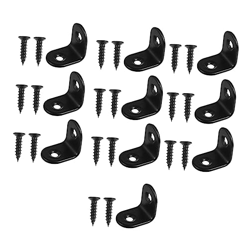 NAMOARLY 18 Sets Black Furniture Accessories Furniture L Bracket Wall Bracket L Shape Bracket Stainless Steel
