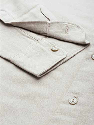Image of THE BEAR HOUSE Men's Cotton Beige Solid Slim Fit Cotton Shirt | 3XL |TBH-UNAM-BG-3XL |