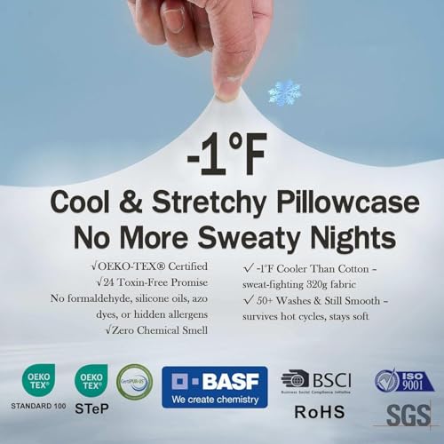 Image of HighBeds Cervical Neck Pillow - Side Sleeper Pillow for Neck Pain Relief, Soft Ergonomic Memory Foam Pillows Ice Silk Zipperless Pillowcase, Eco-Friendly and Durable Material (Blue)