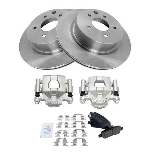 Image of TRQ Rear Brake Pad and Rotor Set Ceramic Rotors Calipers Compatible with 2019-2020 Nissan Maxima