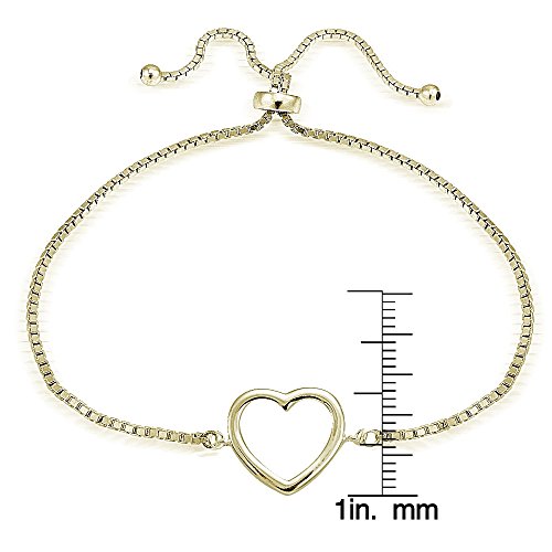 Image of Hoops & Loops Sterling Silver Open Heart Polished Adjustable Bracelet