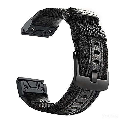 ナイロン交換QuickFitベルトに適合するGarmin Fenix 8 47mm / Approach S70 47mm/S62/ epix Pro 47mm, を編むキャンバス クイックリリース瞬時取り付け 用のガーミン Fenix 7/ 6 / Fo