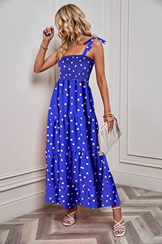 Image of kinstell Women's Summer Boho Spaghetti Strap Square Neck Ruffle Casual Flowy Long Dress Beach Swing Party Maxi Dress