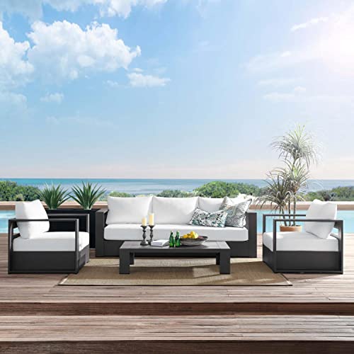 Image of Modway Tahoe Aluminum 4-Piece Outdoor Patio Set in Gray White