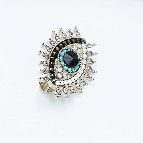 Image of Retro Evil Eye Brooch Fashion Unique Crystal Pearl Abstract Eyes Brooches Pin Badge for Women Bridal Jewelry Gift