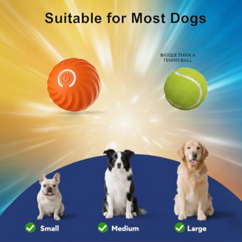 2 Pack USB Rechargeable Smart Dog Toy Ball – Interactive Rolling Pet Exercise Ball with LED Lights, Automatic Motion, Durable ABS Build for Dogs and Puppies - Image 5