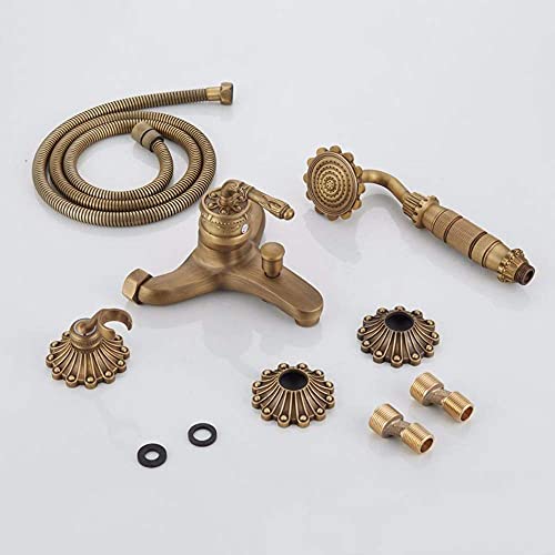 Robinet Baignoire Antique en Laiton Rétro avec Douchette Murale Style Rétro Chic - 2