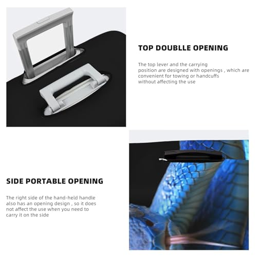 Blue Viper Snake Print Luggage Cover For Suitcase,Washable Elastic Travel Suitcase Protector With Zipper Closure And Bottom Buckle – Fits 18-32" Luggage-Medium3