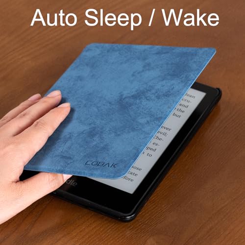 Image of CoBak Case for All New 6 Inch E-Reader 2024 and 2022 (11 Generation) - PU Leather Smart Cover, Auto Sleep and Wake, not Compatible with Kobo Clara.Jeans Blue