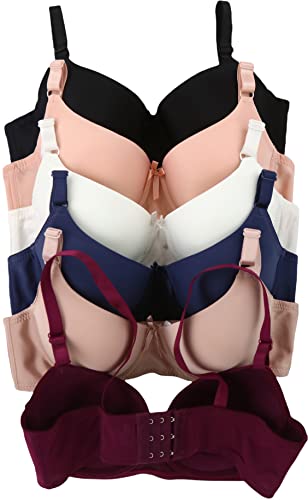Image of ToBeInStyle Women's Pack of 6 Padded Assorted Styles Supportive Bras Cup Size - A to DDD
