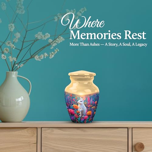Image of Rabbit Urn - Keepsakes Urn for Ashes - 3 Inch - Pack of 4 - Cremation Urns Human Ash - Decorative Urns for Male & Female Ashes - Unique Urns