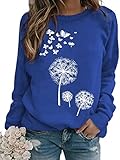 VILOVE Womens Dandelion Sweatshirt Casual Long Sleeve Dandelion Sweater Graphic Loose Fit Pullover T