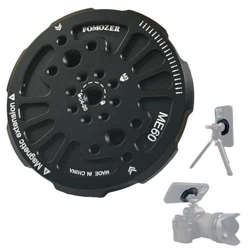 FOMOZER Magnetischer Stativ-Adapter mit 6,35 mm Gewinde und Multi-Winkel-Arri-Löchern, MagSafe-kompatibler Ständer für iPhone 16 Pro Max, 15 Plus, 14, 13, 12 Mini - ME60
