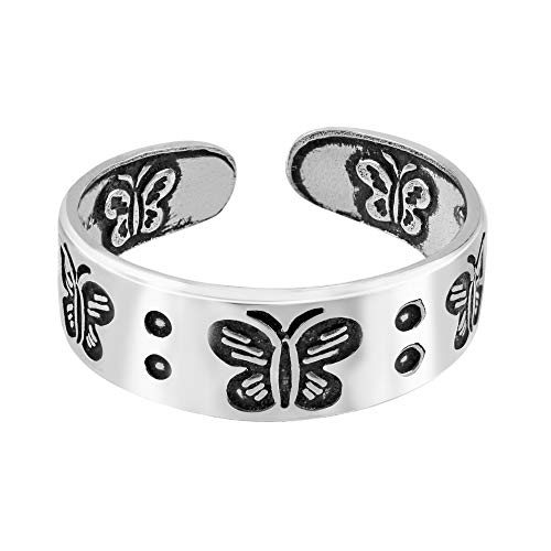 Aeravida Sweet Symphony Of Butterflies .925 Sterling Silver Toe Ring Or Pinky Ring #TOP1