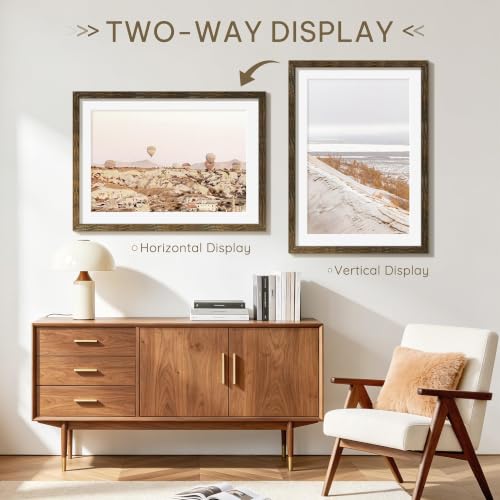 Image of Picrit 19x27 Rustic Brown Poster Frame, Picture Frame for Wall, 3 Pack