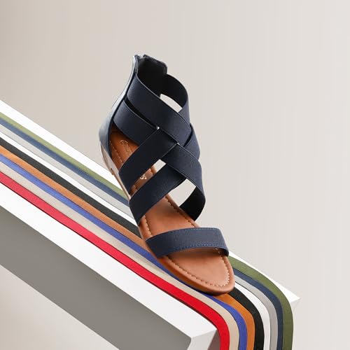 Image of DREAM PAIRS Women's Elastic Ankle Strap Sandals Gladiator Strappy Low Wedges Sandals