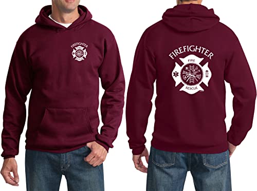 Firefighter Fire Rescue Pullover Hoodie Front and Back3
