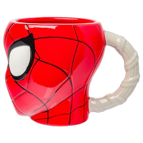 Silver Buffalo Spiderman Head and Web Handle Ceramic 3D Sculpted Mug