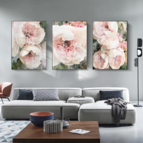 Peinture fleurs abstraites dsdsgog triptyque scandinave pour habiller un mur vide