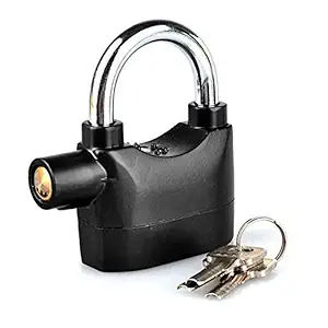 Drumstone Security Alarm Lock System | Waterproof Black Anti-Theft Siren 110DBA Alarm Anti potong Padlock for Universal Use | Bicycle| Bike | Door Window | Battery Thickened Shackle Lock
