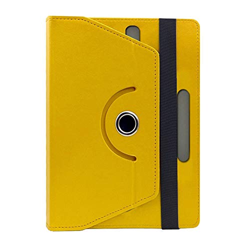 Image of Fastway Rotating Leather Flip Stand Case for DOMO Slate SL36 OS9 SC, Yellow | 10.1-Inch Tablet, Rotating Design