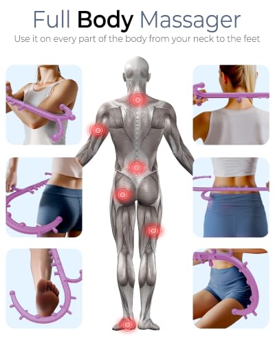 Image of Back and Neck Massager for Pain Relief Deep Tissue, Upgraded Full Body Trigger Point Cane Massage Tools, Therapy Massage Stick Pressure Point Hook, Muscle Knot Remover Tool (Pink)