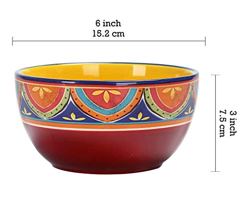 Bico Tunisian 26oz Ceramic Cereal Bowls Set of 4, for Pasta, Salad, Cereal, Soup & Microwave & Dishwasher Safe