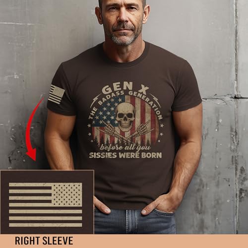 Gen X The Badass Generation Tshirts, Gen X Shirts for Men, American Flag Shirt, Skull Shirts for Men3