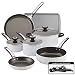 Farberware 22258 Designs Nonstick Cookware Pots and Pans Set, 16 Piece, White Marble