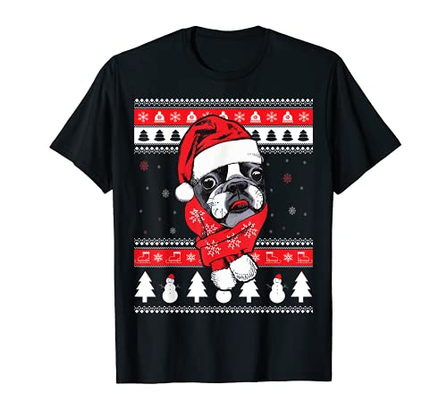 Boston Terrier Ugly Xmas divertido perro Navidad regalo Camiseta