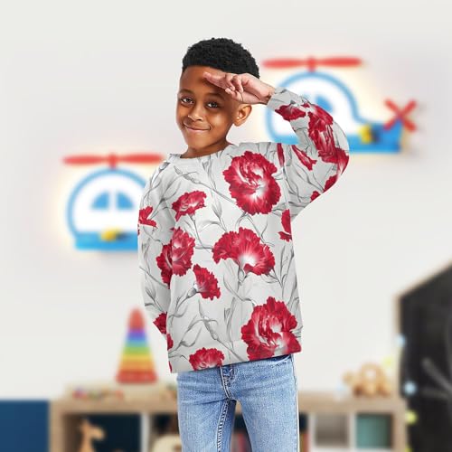 JUNZAN Unique Carnation Silver Kids Boys Hooded Sweatshirt Fleece Fall Tops Shirts Sports 4T4