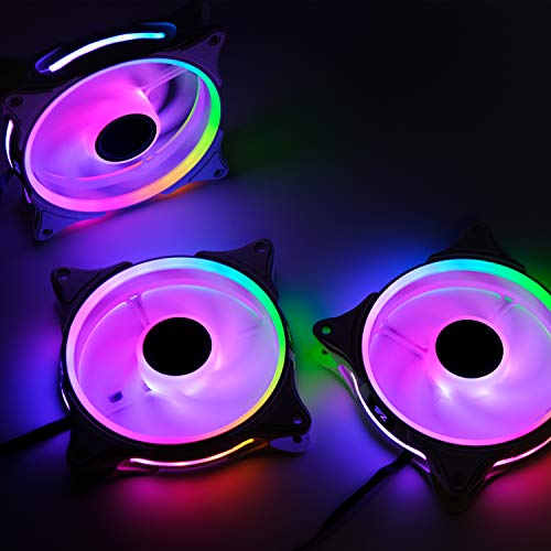 EZDIY-FAB Ventola da 120mm Puro Bianco RGB Case con 10-Port Fan Hub X e Telecomando,Scheda Madre Aura SYNC,Controllo della velocità,Ventola Indirizzabile per PC Case-5 Pack