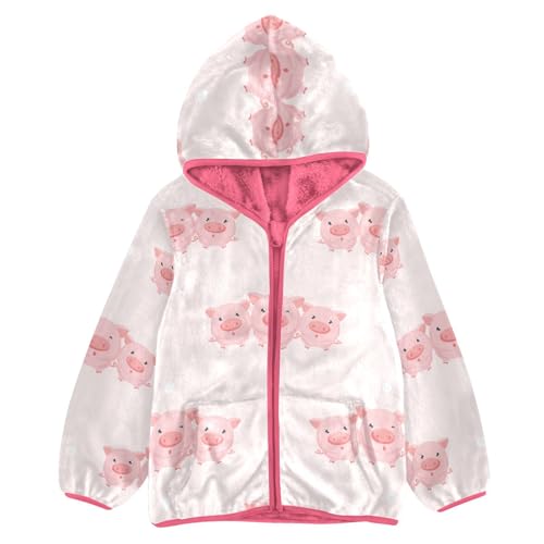 OTVEE Little Piggy Cute Pig Kids Hoodie Jacket Fall Spring Full Zip Warm Outwear Coat