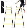 Sportneer Agility Ladder Speed Training Set – 12 Rungs 20ft Detachable Exercise Ladders in 2pcs (6 rungs each) with Ground Stakes for Soccer Football Footwork Training – Ladder with Carry Bag – Yellow