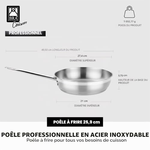 Poêle 26 cm inox BRA Profesional, alliance de design et performance
