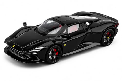 Image of Invite 1:22 Ferrari Daytona SP3 Diecast Model Car with Light & Sound, Openable Doors, Hood & Trunk, Removable Roof, Alloy Metal Sports Car Toy for Kids, Collectors - Black