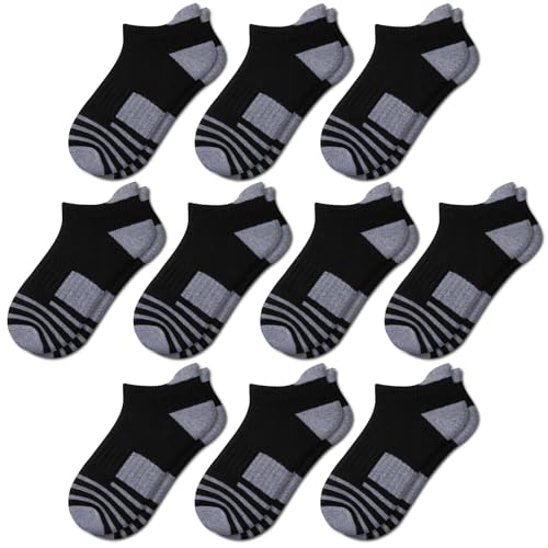 Image of Comfoex 10 Pairs Boys Socks Ankle Athletic Socks For Boys 4-7 7-10 10-12 Years Old With Cushioned Sole