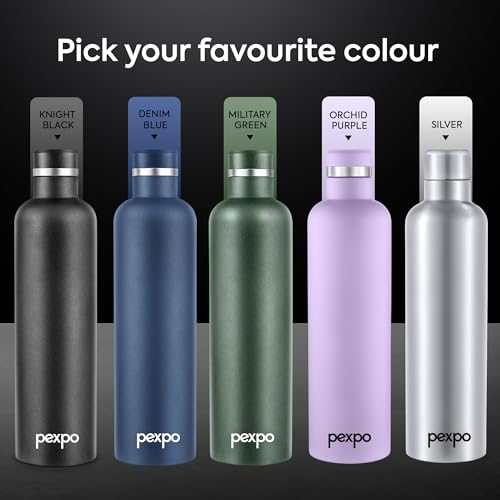 Image of Water Bottle 1 LTR Stainless Steel | Hot and Cold Flask | ISI Certified Steel Bottle | 3 Layer Insulation | Leakproof | for Home, Office, School | 1-Year Warranty | Orio 1000 | Denim Blue