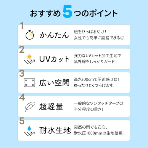 [クイックキャンプ] ワンタッチタープ 2.5m フラップ付き 簡単設営 サイドシート付き 日よけ 日除け 日陰 日かげ 涼しい クール COOL 遮熱 遮光 ブラック 5枚目