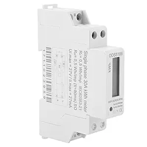 Electric Meter,Digital LCD 220V Single Phase DIN-Rail 5-30A Electronic Energy KWh Meter with Anti-Electromagnetic Interference, Low Power Consumption and High Stability