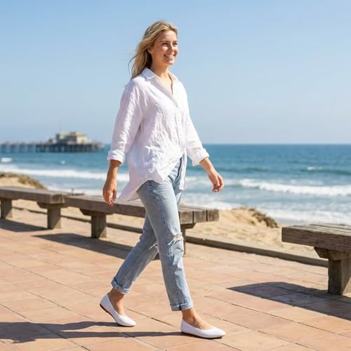 Image of Puxowe Women's Ballet Flats Breathable Knit Slip On Comfortable Round Toe Walking Shoes with Arch Support Insole for Work
