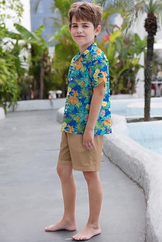 Image of Cromoncent Matching Hawaiian Outfits for Family, Dad and Son Matching Luau Beach Tropical Shirts Mommy Daughter Tropical Sets