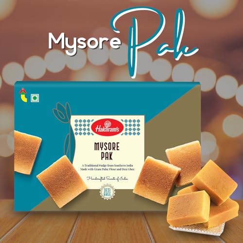 Haldiram's Mysore Pak 400 g | Indian Mithai | Traditional Taste of Mysuru | Cereal Based Dessert | No Added Colours or Preservatives | Healthy and Delicious Sweets | Indian Sweets Gift Pack