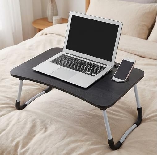 Image of MemeHo Multi-Purpose Foldable Laptop Table for Bed & Sofa | Portable Study Desk, Breakfast & Reading Table | Ergonomic Design, Non-Slip Legs | Fits up to 17 inch Laptop (Black)