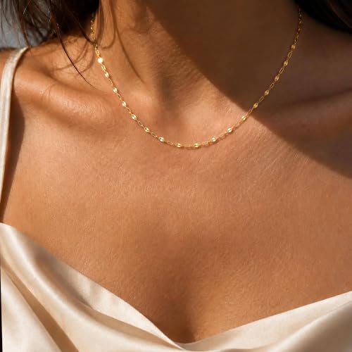 Robaice 14K Gold Plated Necklaces for Women, Thin Paperclip Chain Necklace by Robaice - Used condition - Image 2