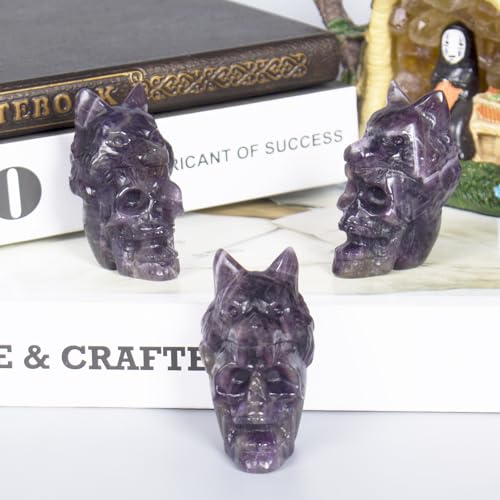 Figura Decorativa Calavera de Cristal con Cabeza de Lobo miniatura 3