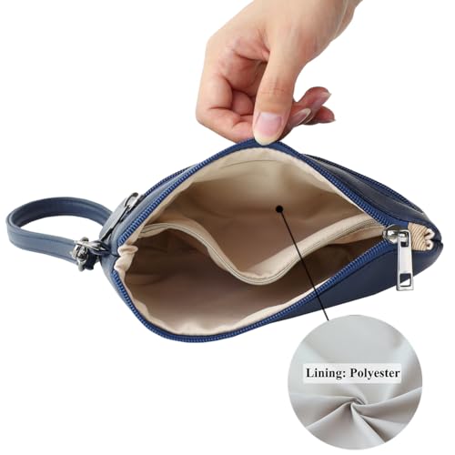 Image of Small Wristlet Wallets for Women, Zip Clutch Bag with Wristlet Pouch, 3-Zipper Original Design