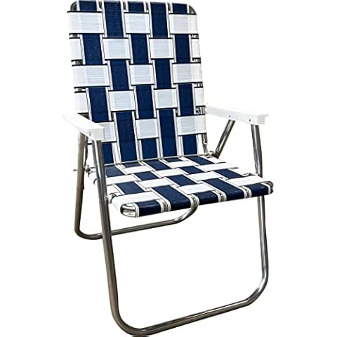 Lawn Chair USA | Folding Aluminum Webbed Chair for Camping, Sports, and Beach | Magnum - St. Augustine with White Arms Cover