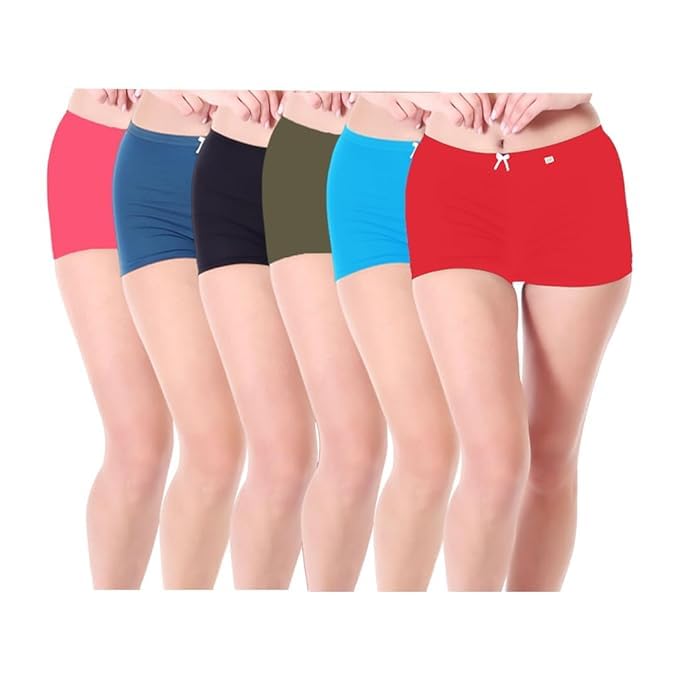 SunFlux®SS04 Women's High Coverage Super Combed Cotton Elastane Stretch Mid Waist Boy Shorts with Breathable Fabric Concealed Waistband and Stay Fresh Treatment-picture-53